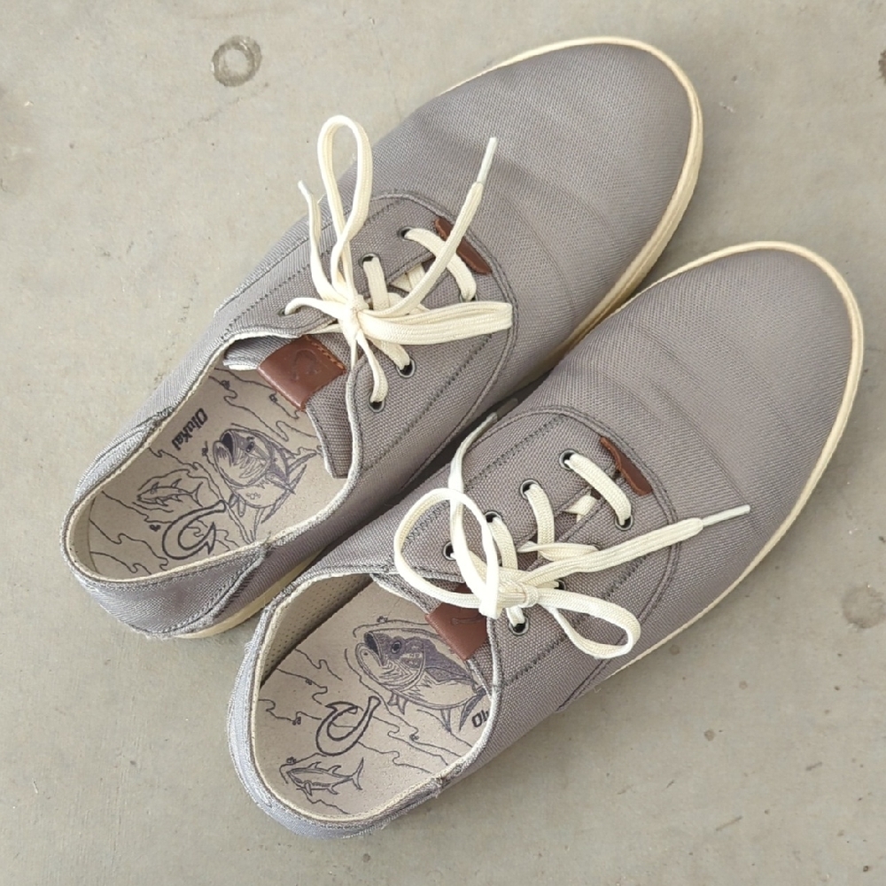 OluKai Gray Sneakers with Cream Laces